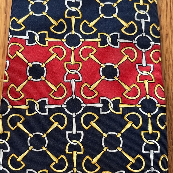 Vintage Paolo Gucci Silk Tie Red Blue Formal Wedding Office - Picture 2 of 6